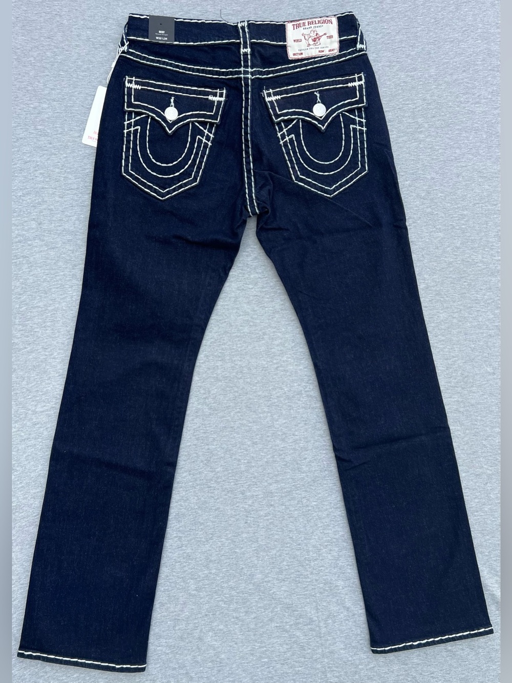 TRUE RELIGION Ricky Super Flap Relaxed Straight Jeans Blue 38 X 34 NWT